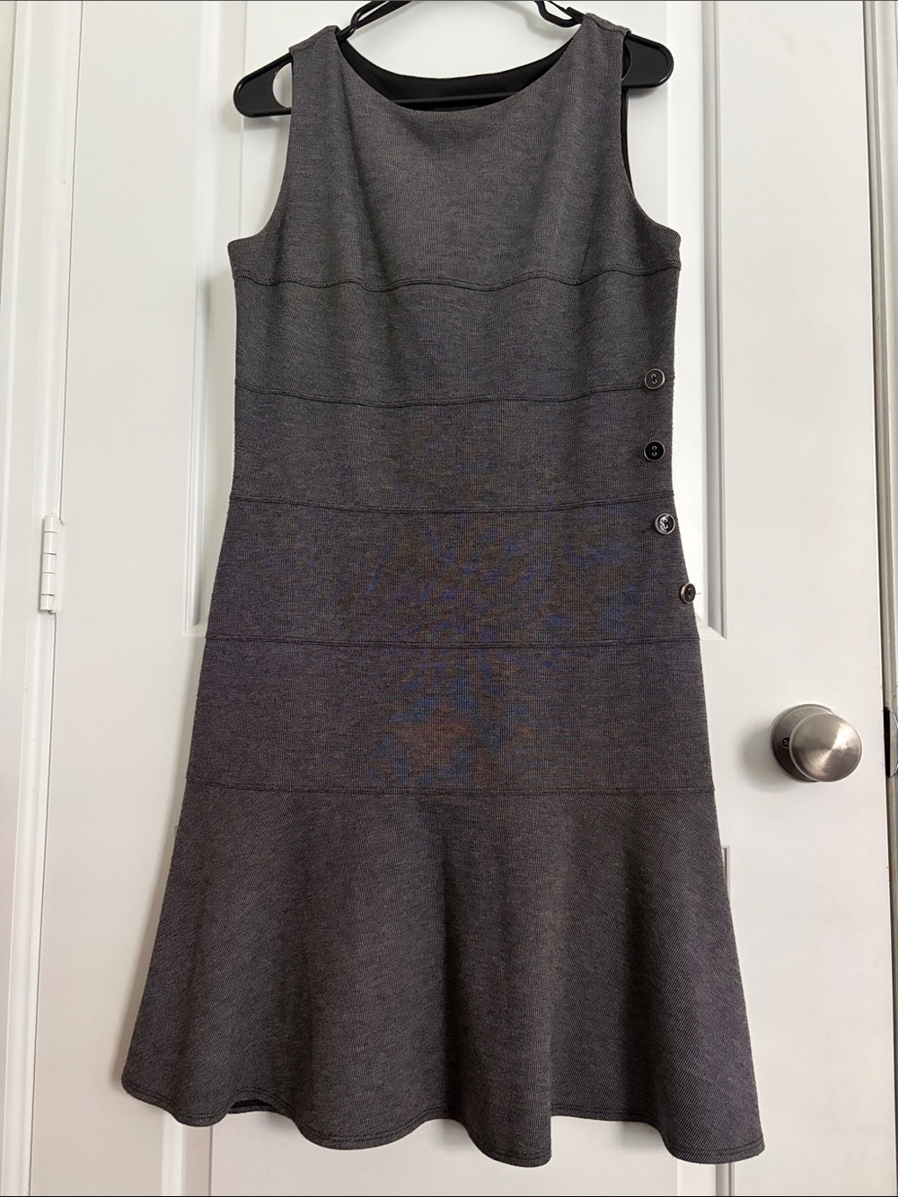 Enfocus Studio Charcoal Sleeveless Midi Dress with Side Buttons